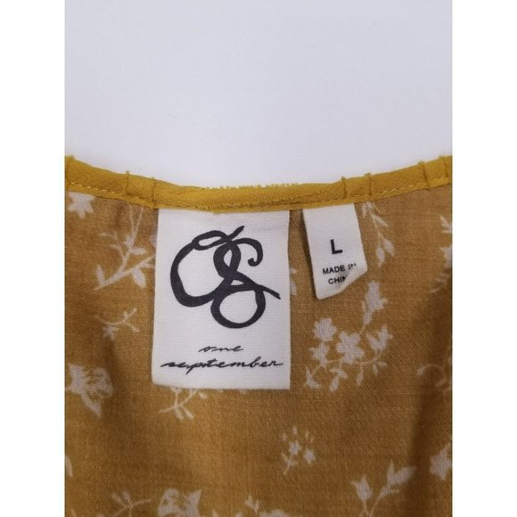 Anthropolgie One September Anwen Long Sleeve Dress yellow Boho Peasant Size L - Picture 8 of 12